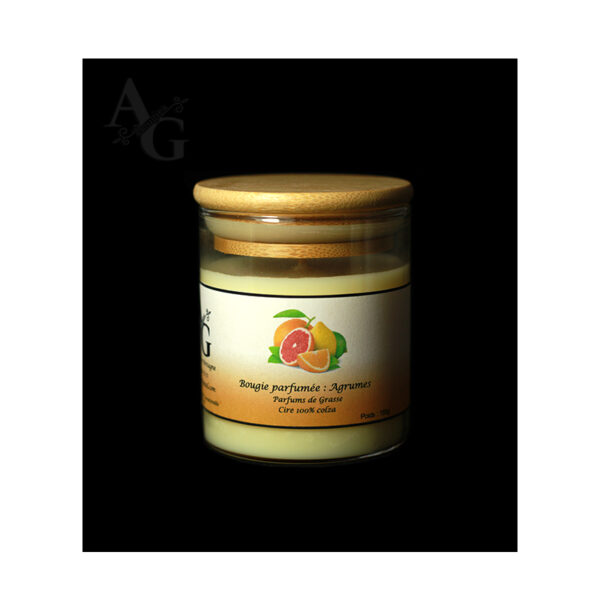 Bougie parfumée agrumes en cire de colza faite à la main